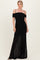 Black Ruched Mesh Off Shoulder Maxi Dress