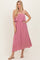 Light Rose Woven Crinkle Flounce Strapless Maxi Dress