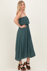 Ash Jade Woven Crinkle Flounce Strapless Maxi Dress