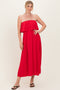 Ruby Woven Crinkle Flounce Strapless Maxi Dress