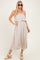 Sand Beige Woven Crinkle Flounce Strapless Maxi Dress