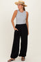 Black Cotton Gauze Tie Hem Pants