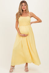 Banana Textured Smocked Maternity Maxi Dress