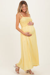 Banana Textured Smocked Maternity Maxi Dress