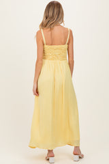 Banana Textured Smocked Maternity Maxi Dress