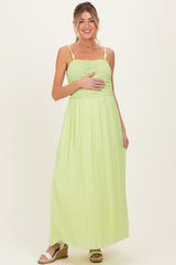 Lime Textured Smocked Maternity Maxi Dress