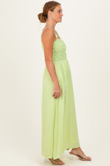 Lime Textured Smocked Maxi Dress