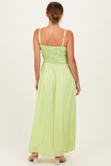Lime Textured Smocked Maxi Dress
