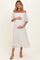 Cream Pleated Off Shoulder Flounce Maternity Midi Dress