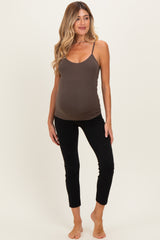 Brown Basic Adjustable Strap Maternity Cami