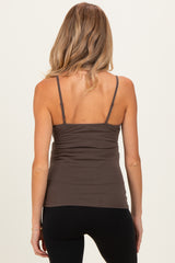 Brown Basic Adjustable Strap Maternity Cami