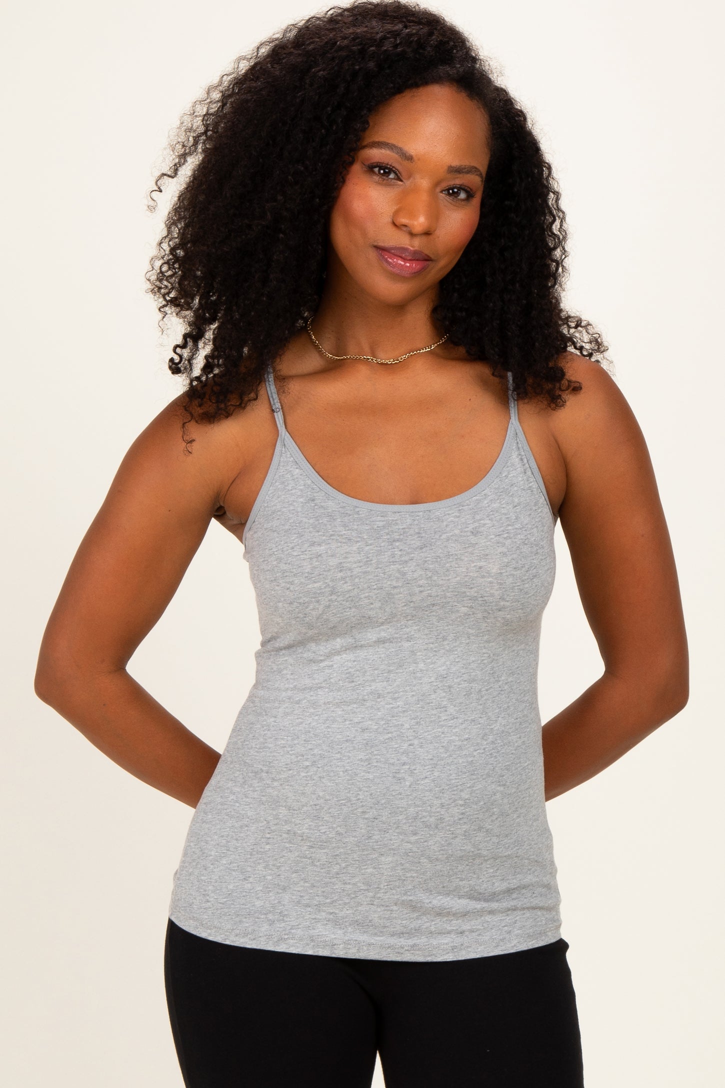 Heather Grey Basic Adjustable Strap Cami