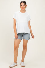 Medium Denim Midi Maternity Short