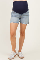 Medium Denim Midi Maternity Short