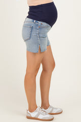 Medium Denim Midi Maternity Short