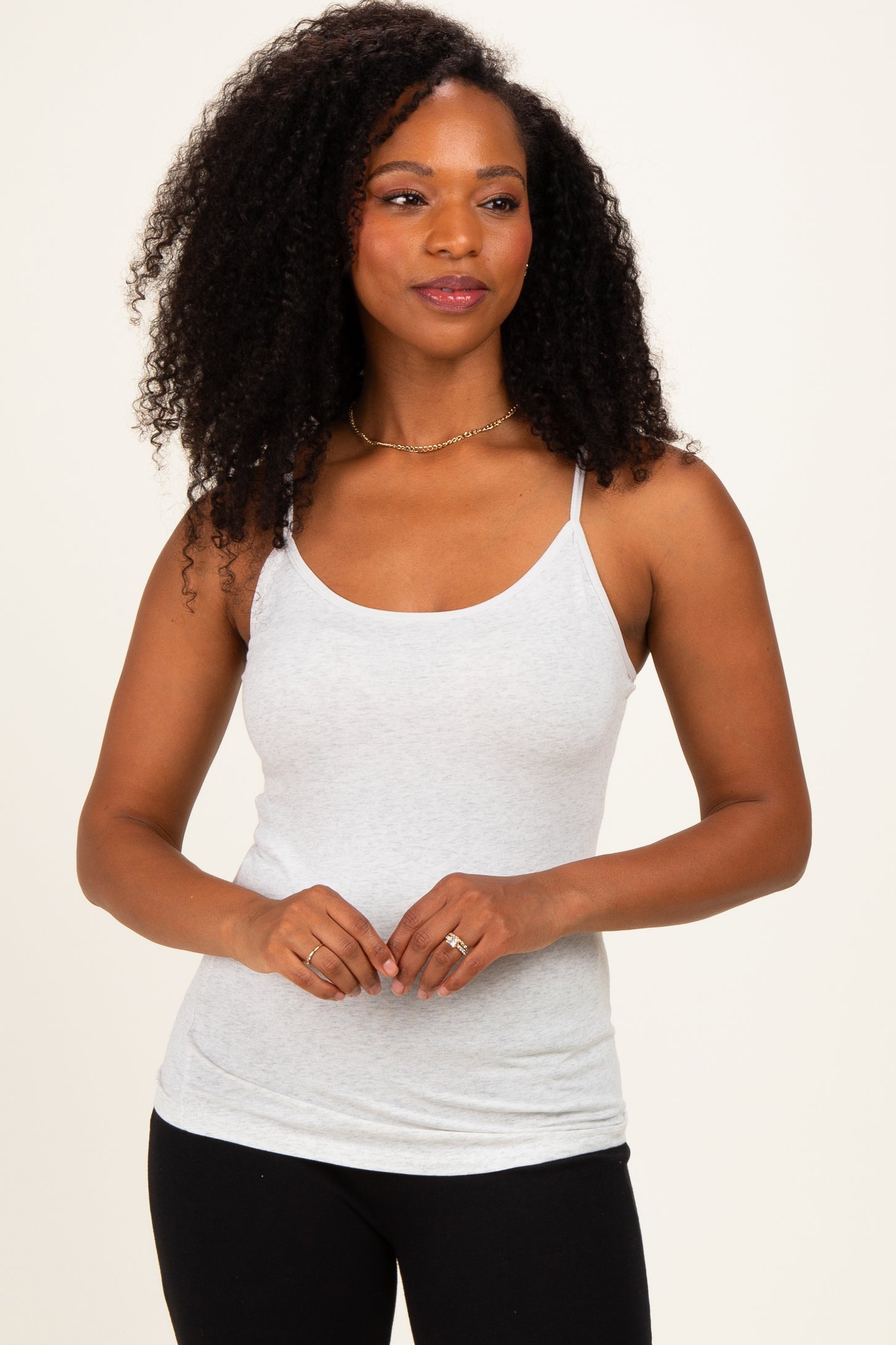 Oatmeal Basic Adjustable Strap Cami