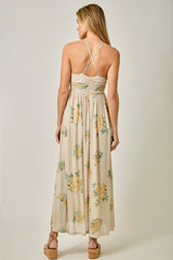 Cream Criss-Cross Back Mesh Dress