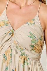 Cream Criss-Cross Back Mesh Dress