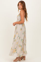 Cream Criss-Cross Back Mesh Dress