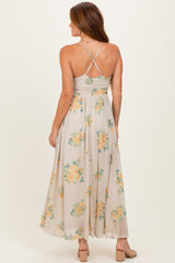 Cream Criss-Cross Back Mesh Dress