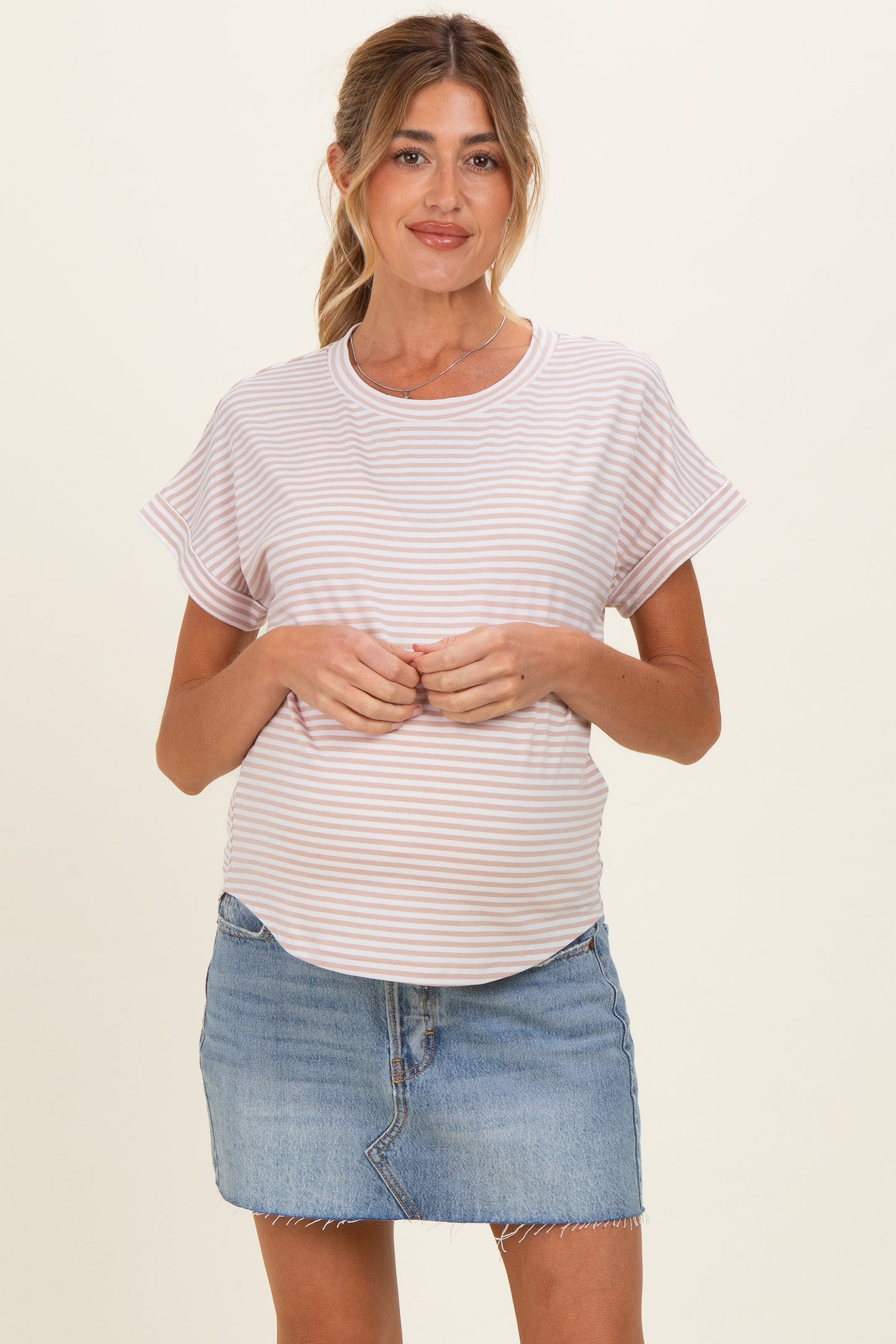 Light Wash Maternity Mini Skirt