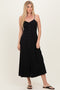Black Button Accent Midi Dress
