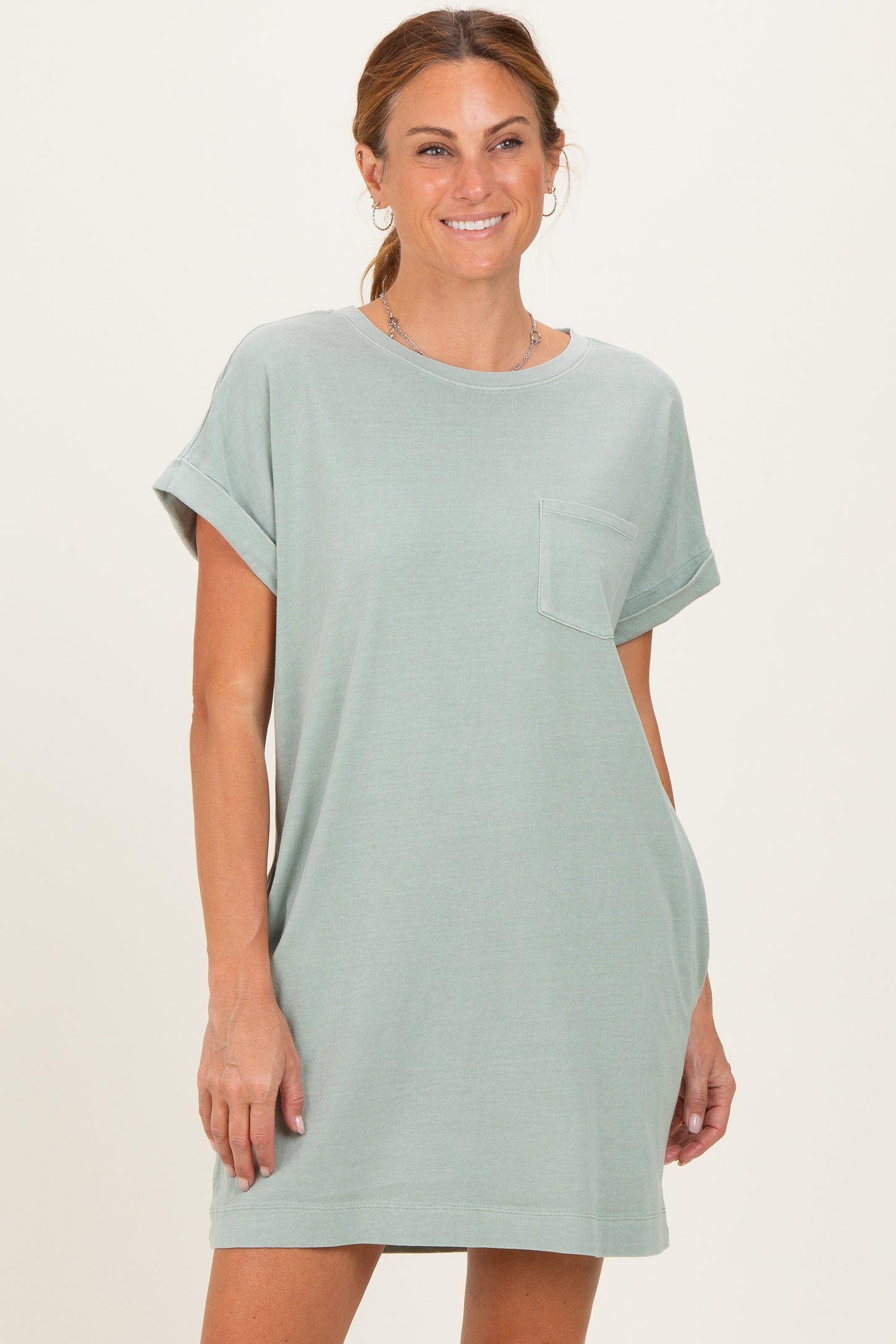 Sage Green Maternity T-Shirt Mini Dress