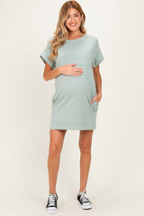 Sage Green Maternity T-Shirt Mini Dress