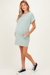 Sage Green Maternity T-Shirt Mini Dress