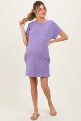 Dusty Purple Maternity T-Shirt Mini Dress