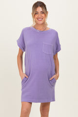 Dusty Purple Maternity T-Shirt Mini Dress