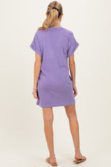 Dusty Purple Maternity T-Shirt Mini Dress