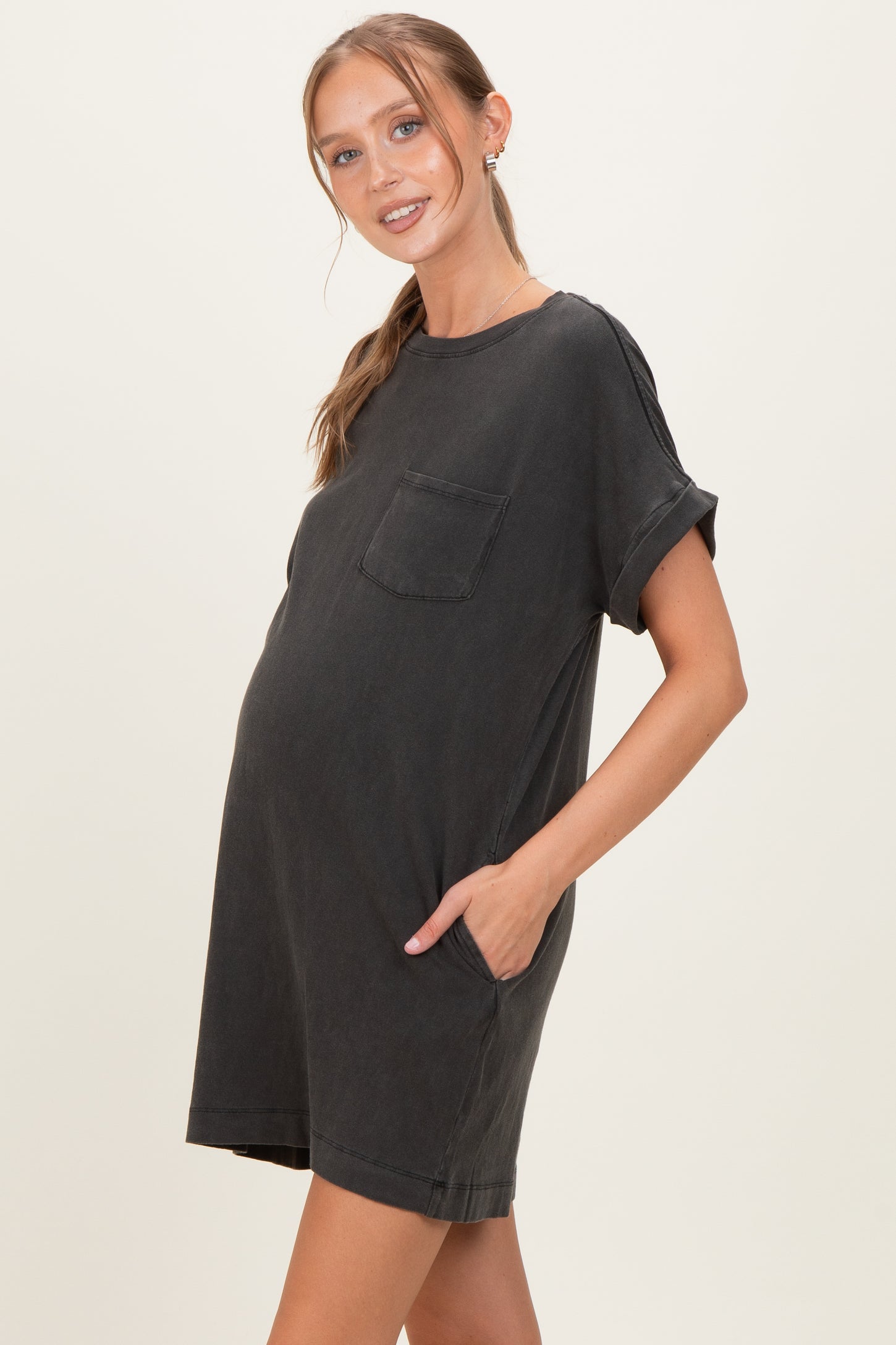 Charcoal Maternity T-Shirt Mini Dress