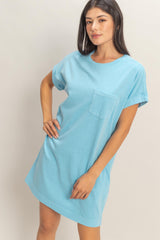 Aqua Blue Maternity T-Shirt Mini Dress