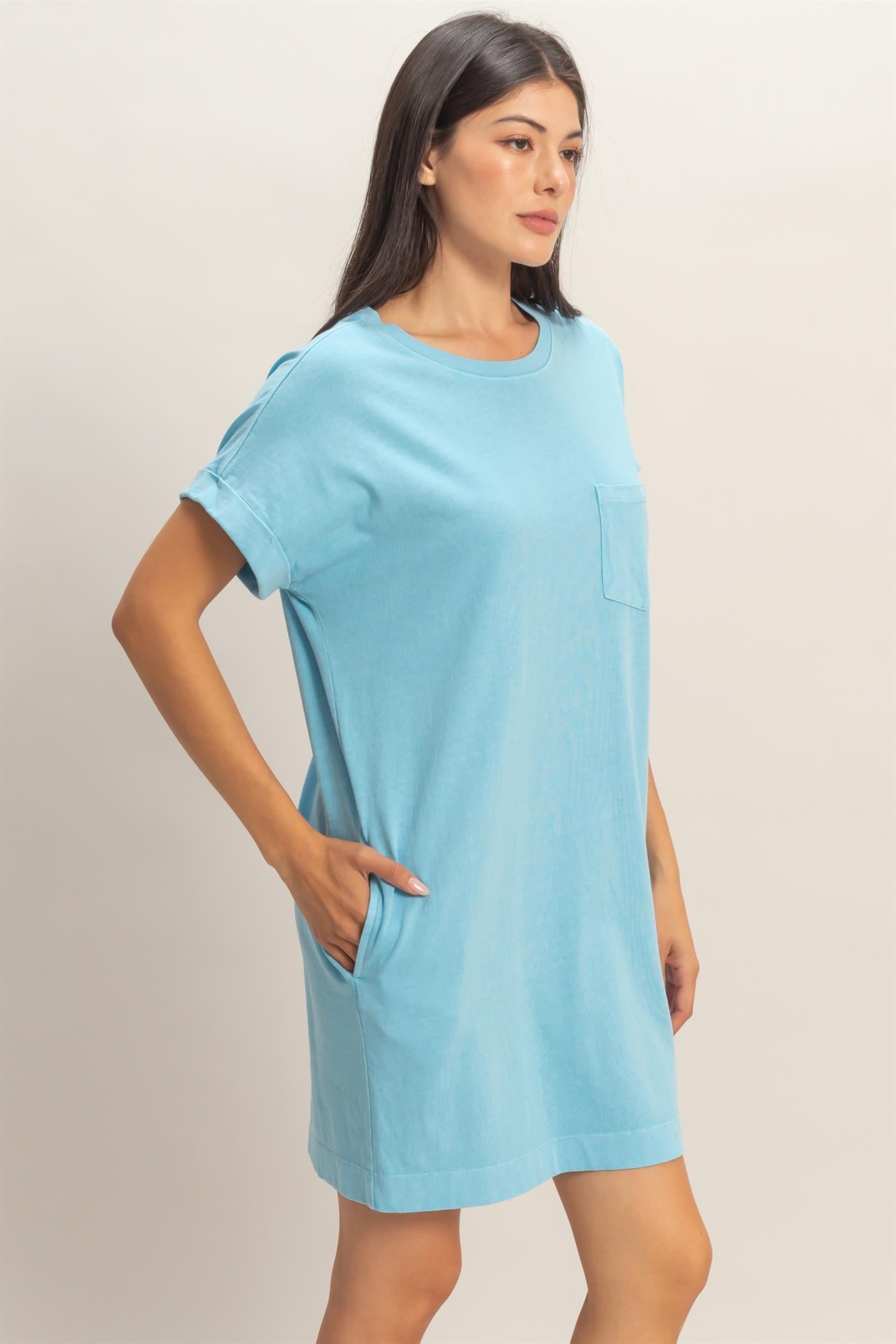 Aqua Blue T-Shirt Mini Dress