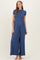 Light Navy Short Sleeve Crop Top Wide Leg Pant Maternity Set
