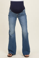 Medium Wash Relaxed Flare Maternity Jeans