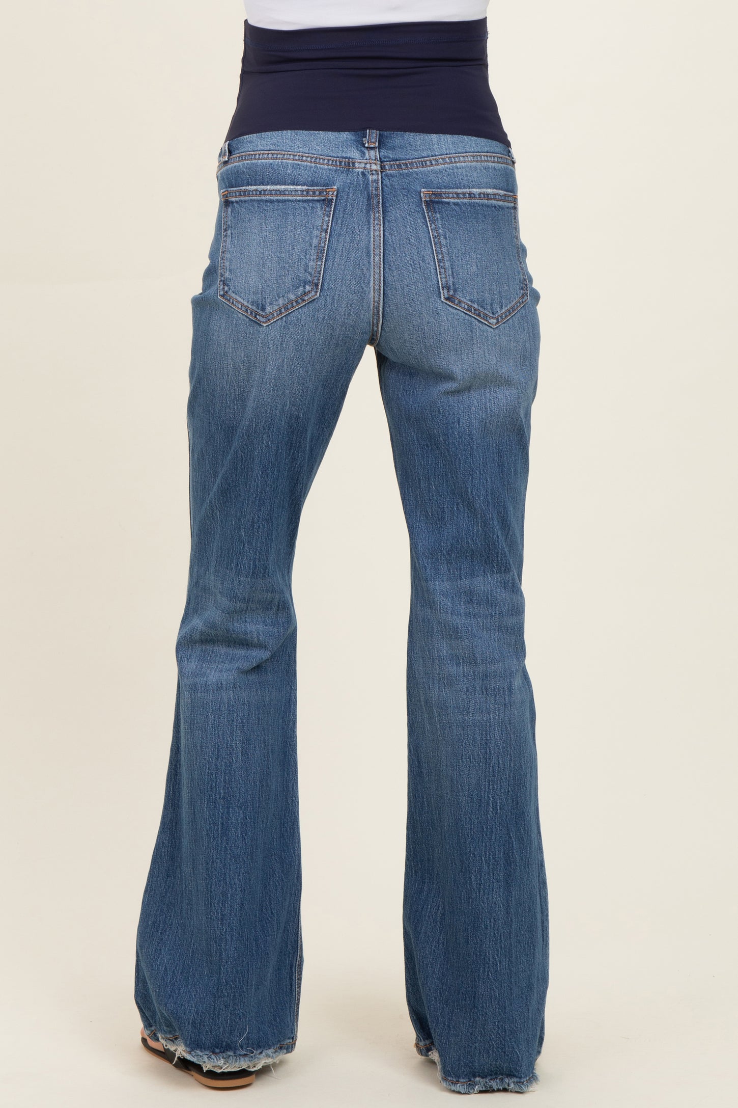 Medium Wash Relaxed Flare Maternity Jeans