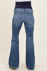 Medium Wash Relaxed Flare Maternity Jeans