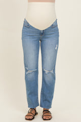 Light Blue Straight Leg Maternity Jeans