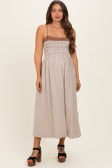 Mocha Gingham Maternity Maxi Dress