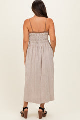 Mocha Gingham Maternity Maxi Dress