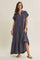 Navy Breezy Mineral-Washed Gauze Maxi Shirt Dress