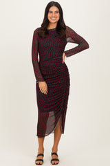 Black Red Heart Print Mesh Dress