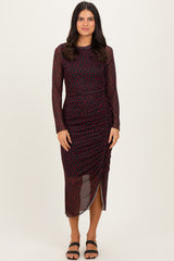Black Red Heart Print Mesh Dress