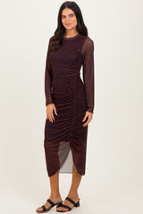 Black Red Heart Print Mesh Dress