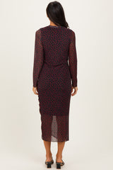 Black Red Heart Print Mesh Dress