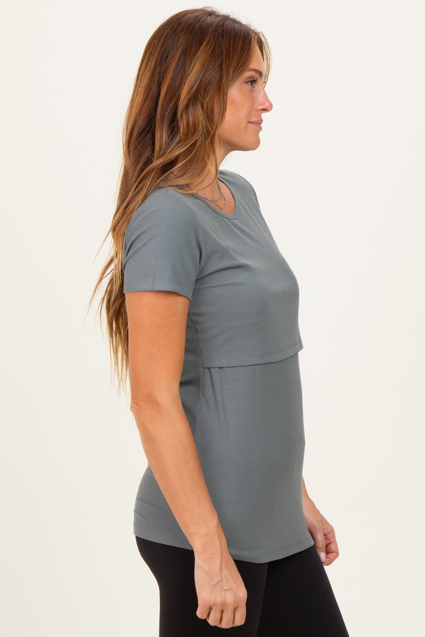 Olive Short Sleeve Nursing T-Shirt Top