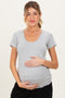 Heather Grey Short Sleeve Scoop Neck Maternity Knit T-Shirt