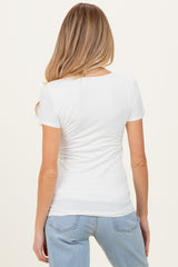 White Short Sleeve Scoop Neck Maternity Knit T-Shirt